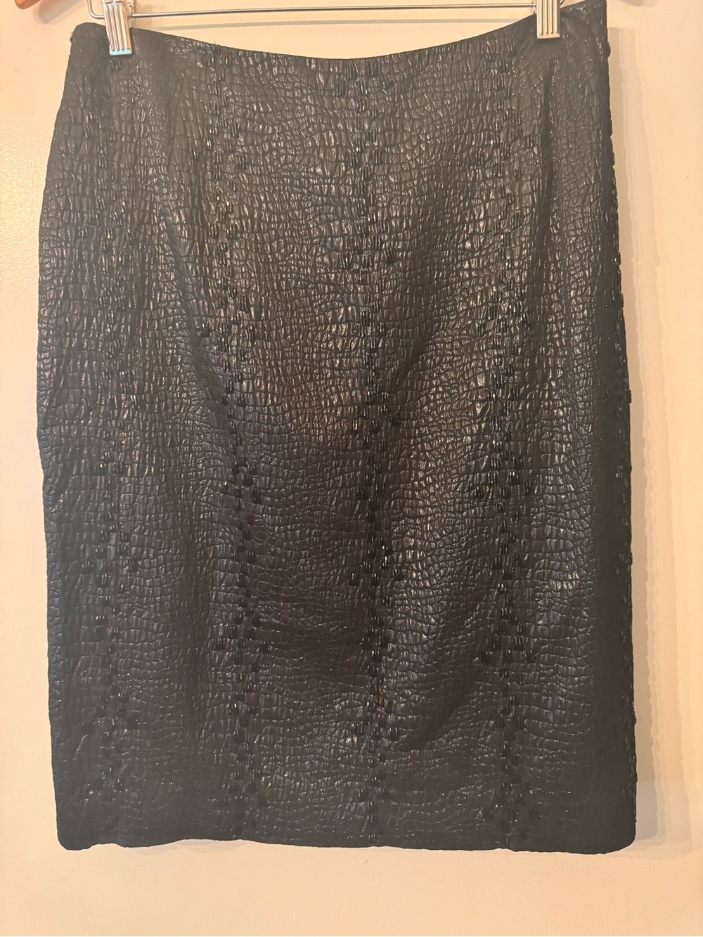 Carmen Marc Valvo Black Textured Backless Evening Dress